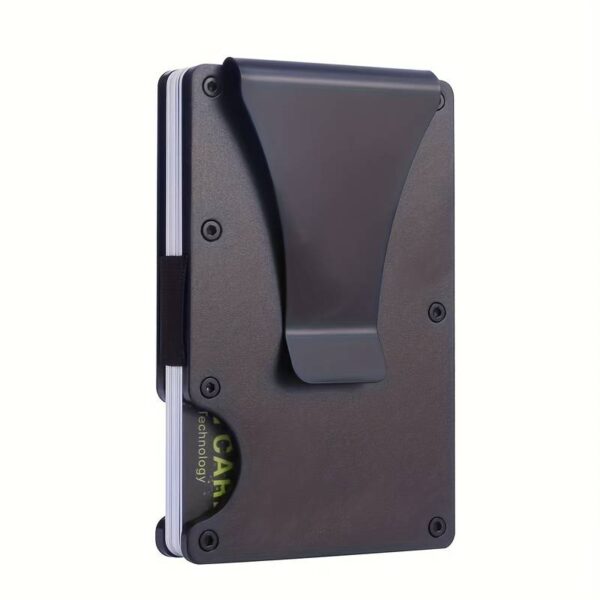 Metal Card Wallet with Money Clip - Anodized Black