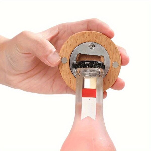 Bamboo Magnetic Round bottle opener