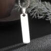 Stainless Steel High Polished Rectangle Tag Pendant - Silver