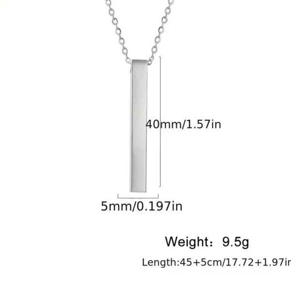 Stainless Steel Wishing Bar Pendant Necklace