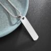 Stainless Steel High Polished Rectangle Tag Pendant - Silver