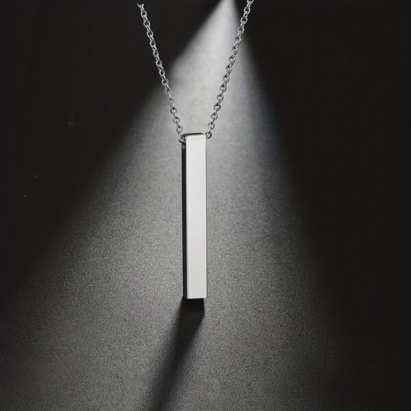 Stainless Steel Wishing Bar Pendant Necklace