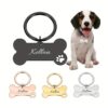 957ad14b4f2b77a5a4b3c720890ebe2b.jpg Stainless Steel Bone Shape Dog ID Tag With Paw - Black Anodized