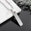 Stainless Steel High Polished Rectangle Tag Pendant - Silver