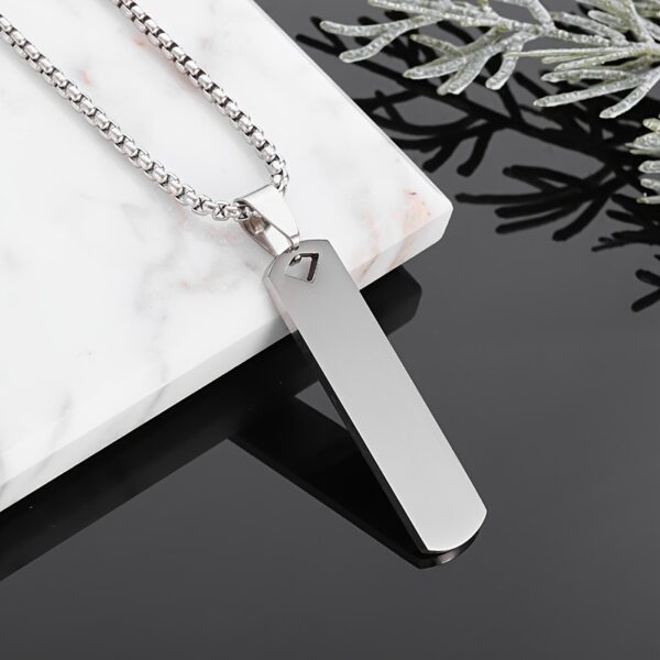 Stainless Steel High Polished Rectangle Tag Pendant - Silver